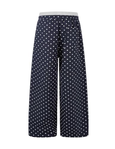 X-Small Polka Dot Wide Leg Sweatpants for Women - Dark Blue, Casual Streetwear