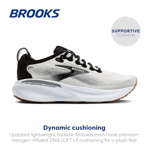 Brooks Women's Adrenaline GTS 25 Running Shoe - White/Black/White, Size 8