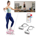 Pink Mini Stair Stepper with Resistance Bands for Home Workout - Sunny Health & Fitness