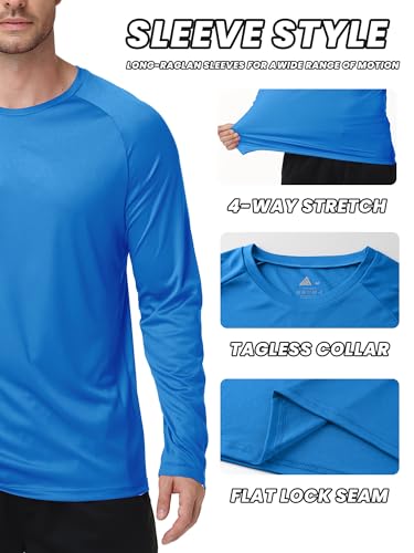 ZITY 7-Pack Long Sleeve Shirts for Men UPF 50+ Fast Dry Large Royal Blue Light Gray