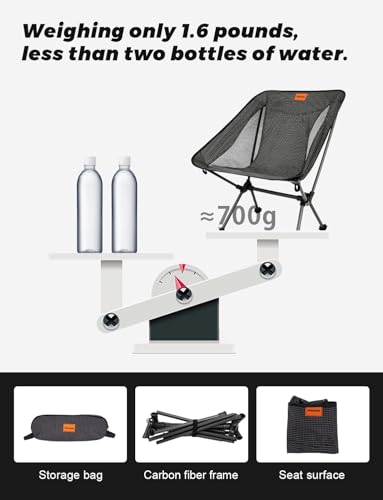 Msnaile 22.5" Ultralight Carbon Fiber Camping Chair - Backpacking & Hiking