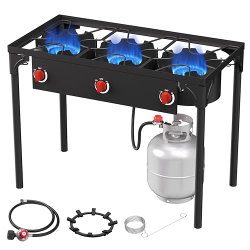 ADREAK 3 Burner Propane Gas Stove - Outdoor Camping Stove with Detachable Legs