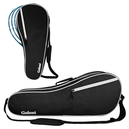 Goloni Tennis Bag for 3-4 Rackets - Water-Resistant Padded Tennis Racket Bag - Black