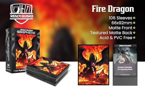 Fire Dragon Hand-Drawn Textured Matte Card Sleeves 100 Count - Graphene Variation