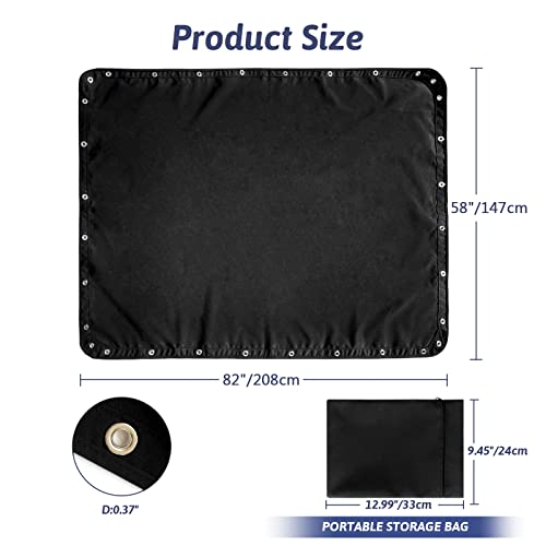 TeBaisea 82" x 58" Waterproof Canvas Boat Shade Cover - Black T-Top Replacement