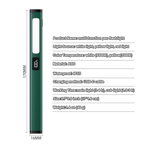 Rechargeable LED Pen Light Flashlight Gray - Compact, Multi-Mode, USB Charging