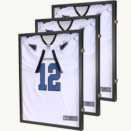BAIJIALI Jersey Wooden Frame Display Case - Shadow Box with UV Acrylic & Hanger, Large 31.25"x23.25" - Variation 1