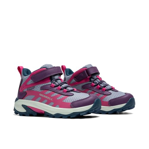 Kids Waterproof Hiking Shoes - Merrell Moab Speed 2 Mid A/C Big Kid Berry Navy
