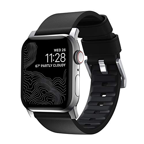 Nomad Active Leather & Waterproof FKM Rubber Apple Watch Band 45mm