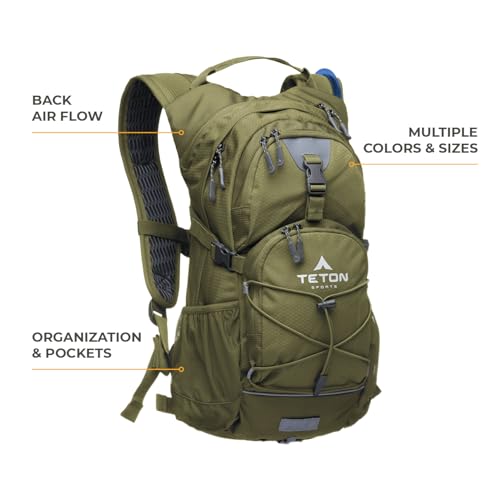 Olive 18L Hydration Backpack with 2L Water Bladder for Hiking Running Cycling