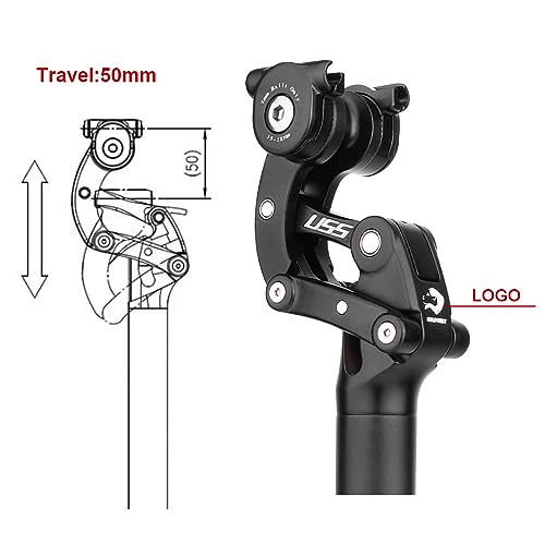 Bibike Safort Suspension Seatpost 31.6mm, 365mm Length, 50mm Travel, Aluminum