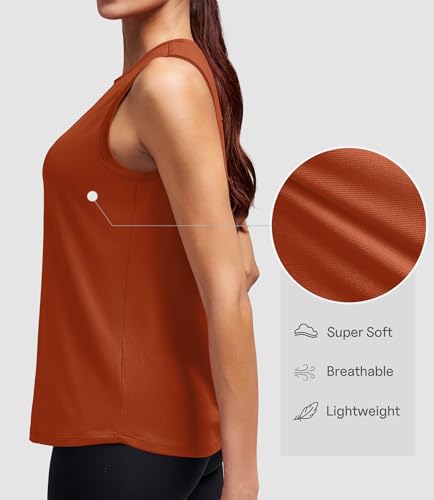 Alaroo Workout Tank Top for Women - Athletic Sleeveless Pilates Outfits - Medium Orange
