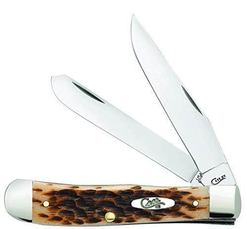 Case Amber Bone Trapper Pocket Knife 4.13-Inch with Clip & Locking Blades