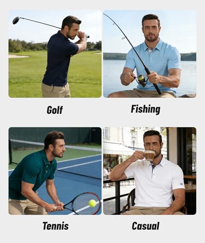 Men's Short Sleeve Golf Polo Shirt - Moisture-Wicking, Performance, Casual, Black, X-Large