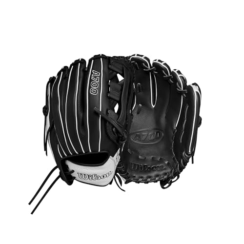 Wilson A700 12" Fastpitch Softball Glove Black/White - Right Hand Throw, Infield