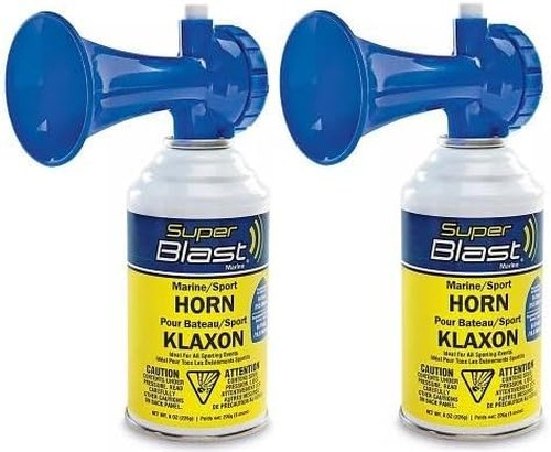 Air Horn - 8 Oz Portable Signaling System | 120 dB Strength for Marine, Sports, Hikers & Lifeguards (2 Pack)
