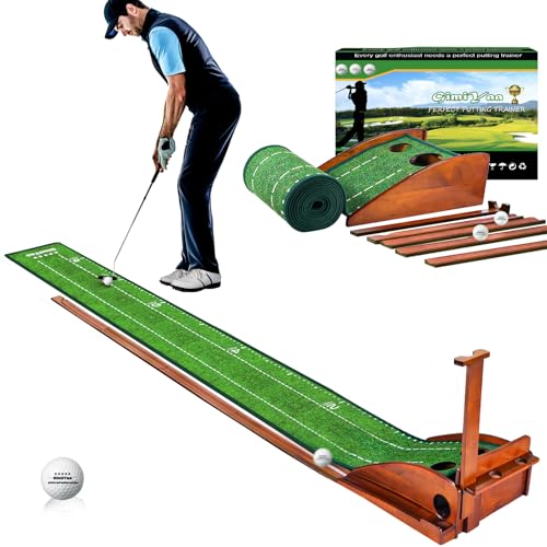 Indoor & Outdoor Golf Putting Mat with Auto Ball Return - Brownish Green