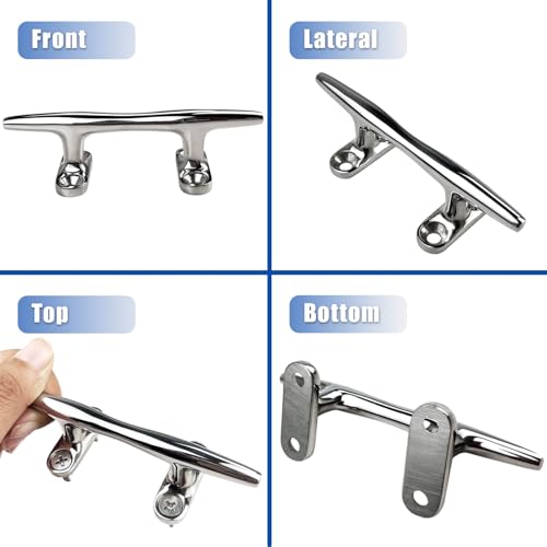 Marine Grade 316 Stainless Steel Open Base Dock Cleat 4 Inch - 2 Pack / 4 Pack - Rope & Kayak Hardware