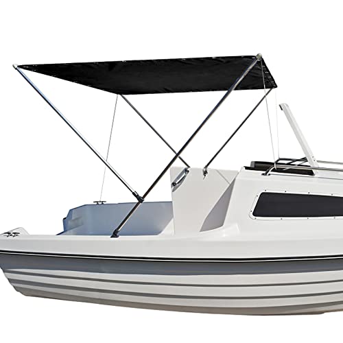 TeBaisea 82" x 58" Waterproof Canvas Boat Shade Cover - Black T-Top Replacement
