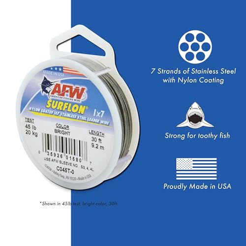 Black Nylon Coated 1x7 Stainless Steel Fishing Leader - 100 Feet, 60 Pound Test