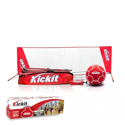 Red Kickit Soccer Tennis Game Set with Portable Net & Soft Ball - Outdoor & Indoor Play