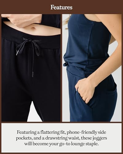 Women's Jogger Pants - Black, Small, 62% Viscose from Bamboo Blend, Cozy Earth