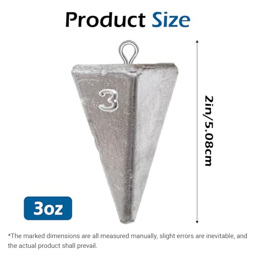Fishing Sinkers Pyramid Assorted Weights 2oz 3oz 4oz - 6pcs 3oz Variation