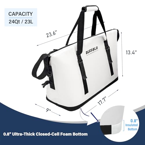 Buffalo Gear 24QT Fish Cooler Bag & Kill Bag White - Insulated Waterproof Fishing Storage