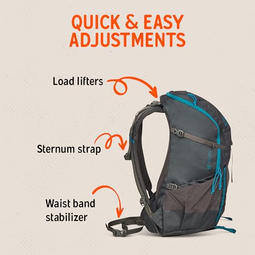 Kelty Asher 35L Beluga Stormy Blue Lightweight Hiking Backpack with Internal Frame