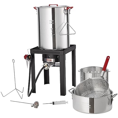 VEVOR 30-Qt & 10-Qt Propane Turkey Deep Fryer Seafood Boiling Kit, 54,000 BTU