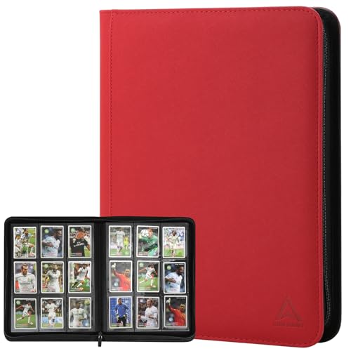 Arkeiliy 9-Pocket Card Binder with 30 Sleeves - Red Trading Card Album