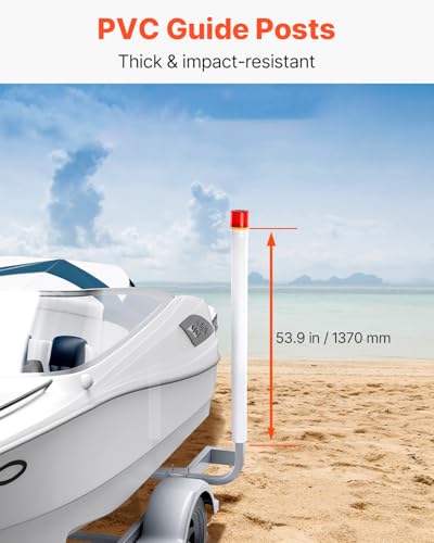 60-Inch LED Light Boat Trailer Guide Poles - Adjustable, Heavy-Duty Steel, Ski & Sailboat Trailer Guide with Shock Absorbing Cushions
