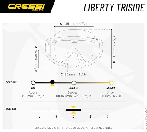 Cressi Perfect View Triside Panoramic Scuba & Snorkeling Mask - Black/Graphite