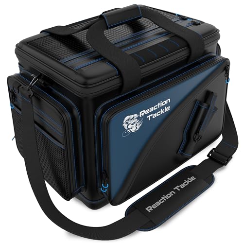 Reaction Tackle Saltwater Fishing Tackle Bag - Medium Water-Resistant 1000D PVC with Removable Dividers, Fits 3600 Trays