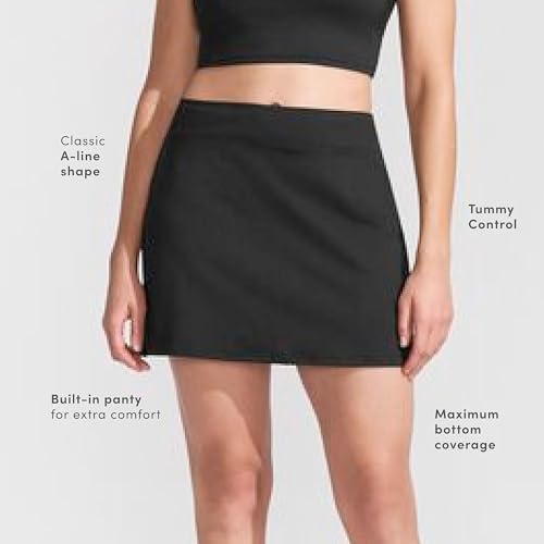 Lands' End Women's Tummy Control Swim Skirt Bottoms - Black, 16
