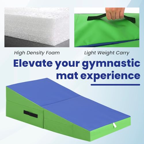 FDW Gymnastics Incline Exercise Mat - Foldable Yoga & Tumbling Mat with Non-Slip Surface
