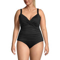 Lands' End Women's Chlorine Resistant Underwire Wrap Tankini Top - 20 Plus Black