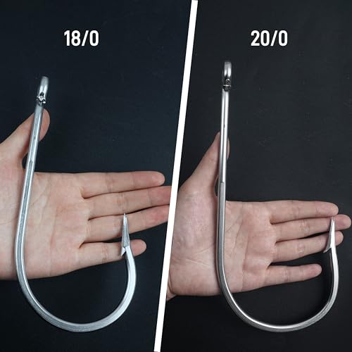 Giant Saltwater Fishing Hooks 10/0 Stainless Steel Big Game Hooks Set for Shark Alligator Gator Hunting
