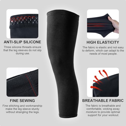Large Knee Brace Undersleeve - 2 Pack for Men & Women, Closed Patella