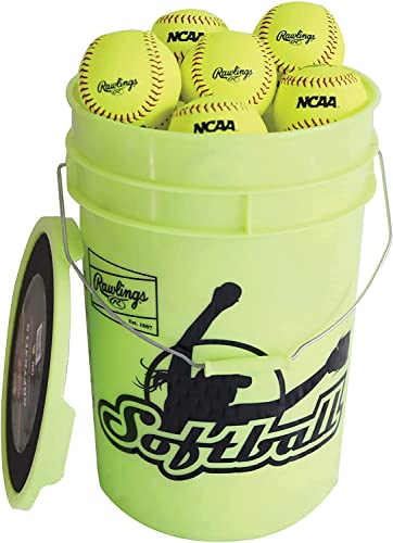 Rawlings 2023 Practice Softballs Bucket | 18 12" Synthetic Cover Youth