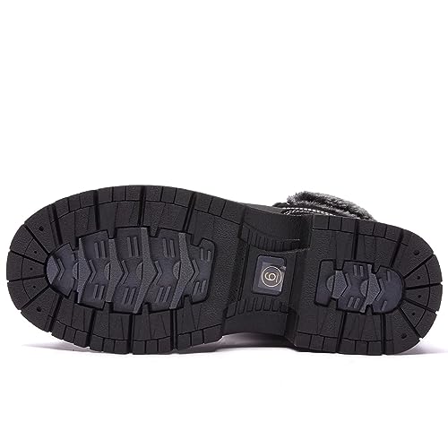 ANJOUFEMME Women's Waterproof Hiking Snow Boots - Black, Size 10, Warm Fur Ankle Shoes