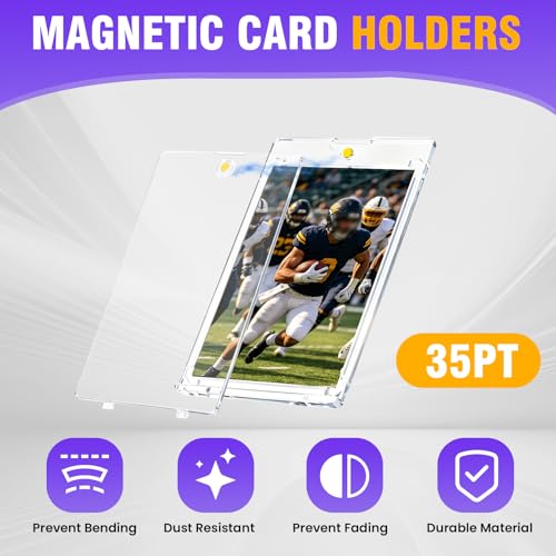 200 Pack Magnetic Card Holders - Slim Acrylic Wallet Sleeves for Standard 35pt Cards