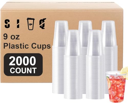 9 oz Plastic Cups - 1500 Pack Clear Disposable Drinkware for Parties & Events