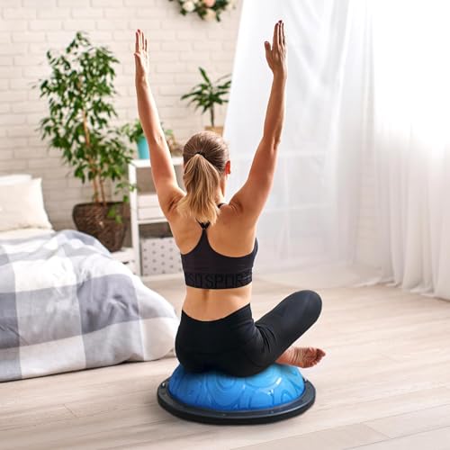 Pink Balance Ball Trainer with Resistance Bands & Pump - Anti-Burst PVC Stability Exercise for Home Gym
