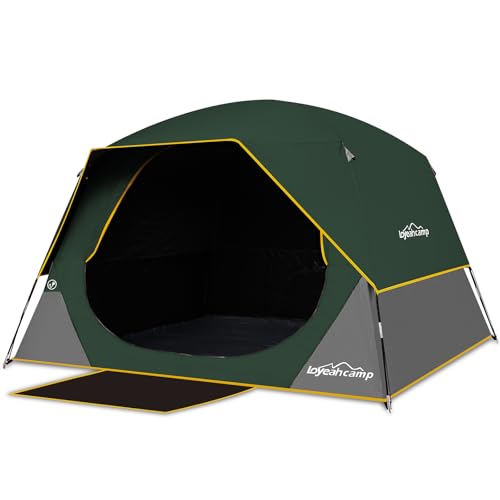 Dark Green 4-Person Blackout Camping Tent with Rainfly – Spacious Dome Design