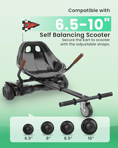 Awwscooter Hoverboard Seat Attachment for Go-Kart - Classic Black