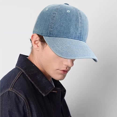 Blue Adjustable Baseball Cap for Men Women Classic Strapback Sun Hat
