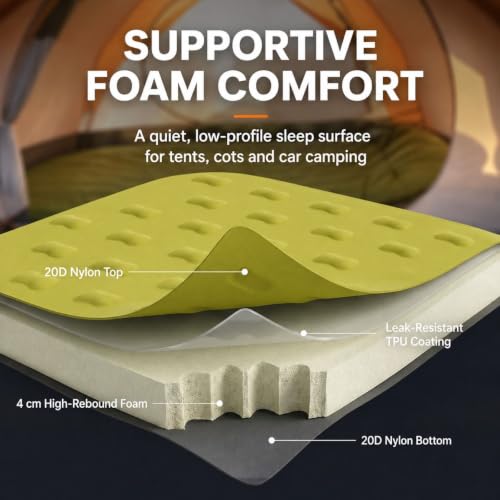 OGERY Green Foam Camping Mattress - Insulated Portable Sleeping Pad, 76.7 x 26.7 inches