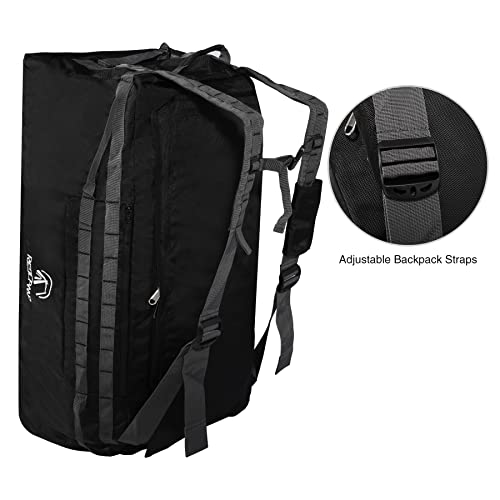 140L Large Foldable Travel Duffle Bag with Wheels - Black