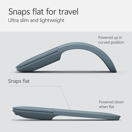 Microsoft Surface Arc Bluetooth Mouse - Ultra-Slim, Portable, Wireless, Full Scroll Plane, Compatible with Windows 11
